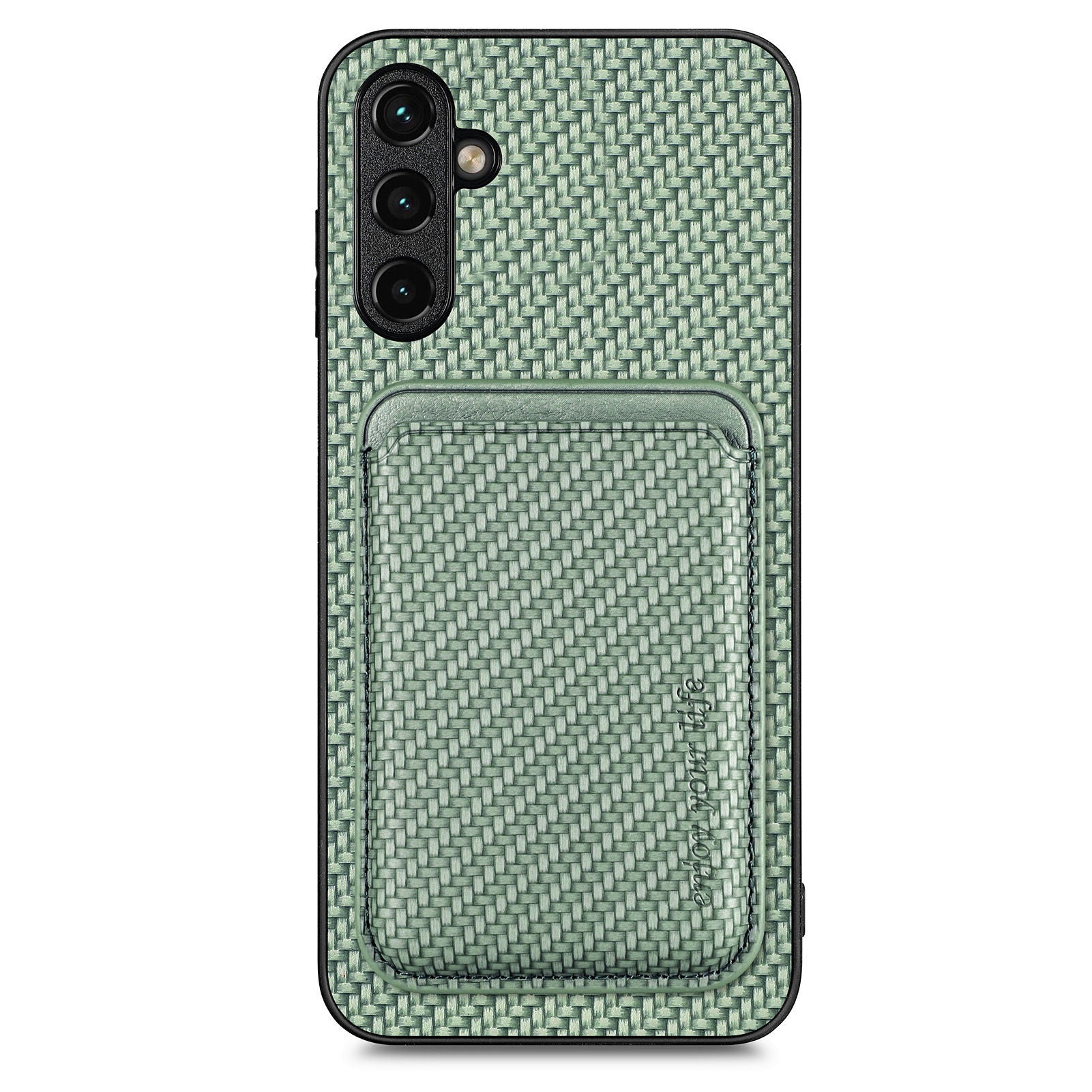 M2 For Samsung Galaxy A55 5G Carbon Fiber Texture Case Detachable Card Holder Phone Cover M2 For Samsung Galaxy A55 5G Carbon Fiber Texture Case Detachable Card Holder Phone Cover